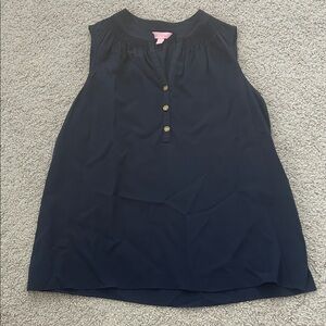 Lilly Pulitzer Navy Tank Top with Gold Buttons
